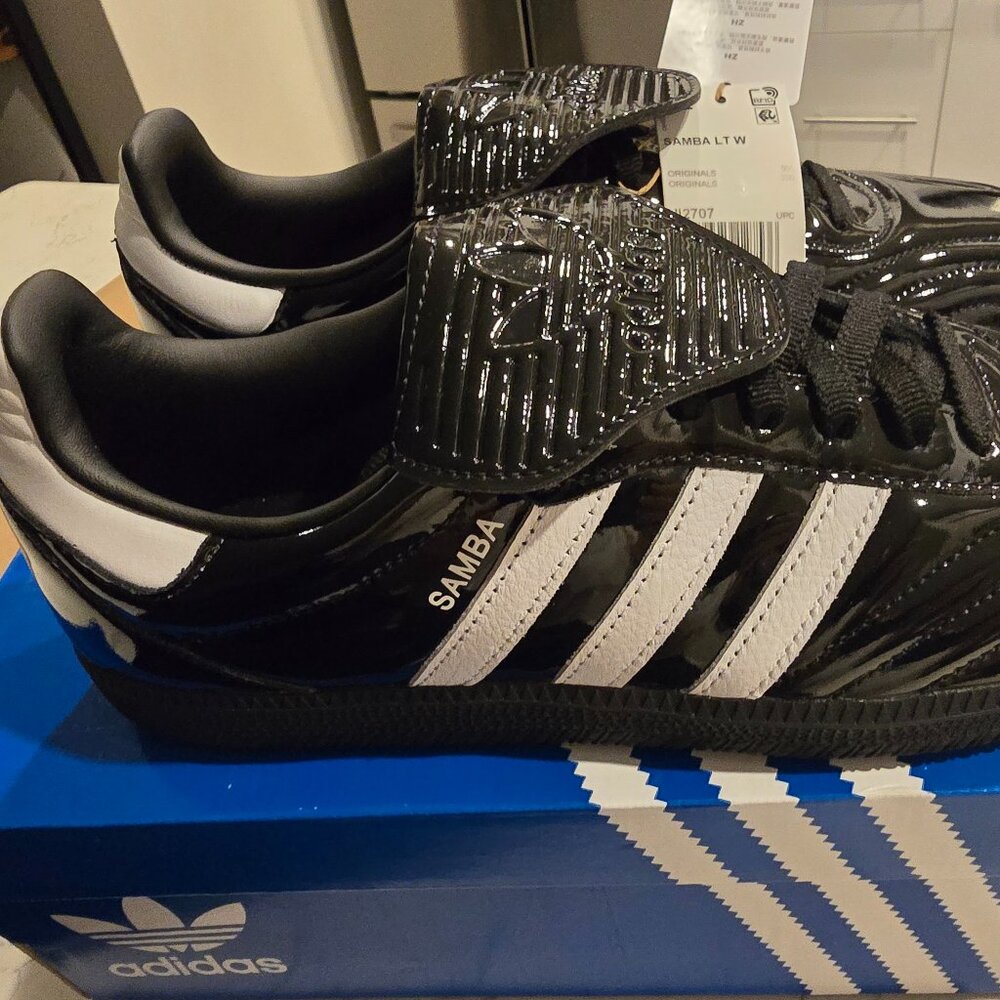 adidas Originals Samba LT MENS SIZE 10 WOMENS 11 PATENT BLACK NWT JI2707 NEW - Picture 1 of 16